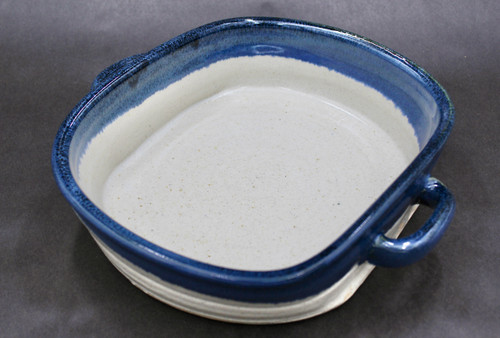 Oval, Medium Square Baker, Nuka Cobalt, roughly 2.5" Tall by 7.5" Wide Interior Dimensions Between Handles, and 10.5" Exterior Width Including the Handles (SK0698)