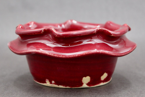 Double-Lip Bowl, Ruby Red, roughly 7" wide by 3.25" tall (SK0732)