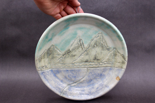 Mountain Plate, Wall Hanging, Nuka with Glaze Washes, roughly 11" diameter, (SK0735)
