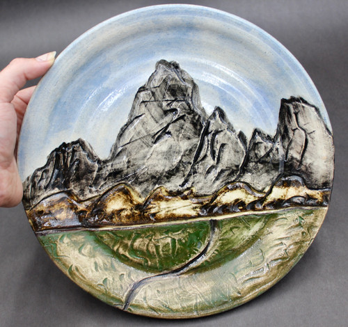 Mountain Dinner Plate, Clear with Glaze Washes, 10.75" diameter, (SK0766)