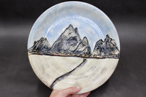 Mountain Dinner Plate, Clear with Glaze Washes, 10.75" diameter, (SK0769)