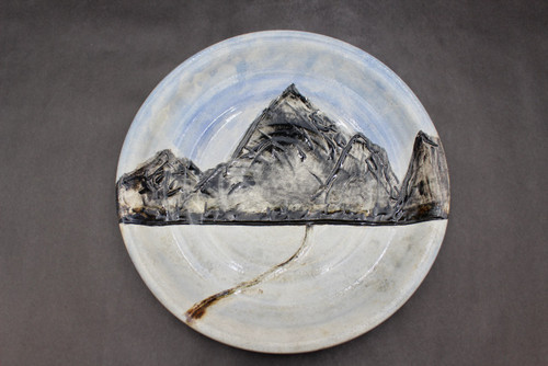 Mountain Dinner Plate, Clear with Glaze Washes, 10.75" diameter, (SK0771)