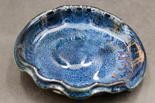 Dark Nuka Cobalt Spoon Rest, roughly 5" wide by 1.25" tall (SK0775)