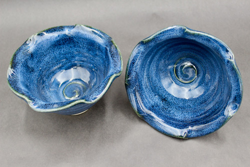 Pair of Stackable Bowls, Dark Nuka Cobalt, roughly 16oz size each (SK0784)