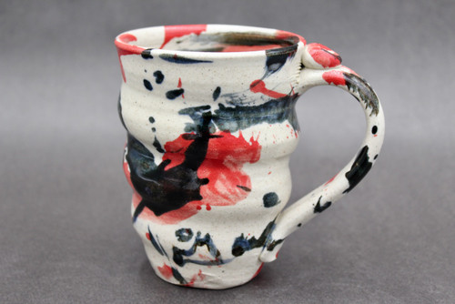Splashy Red Spiral Mug, roughly 17-18oz size, (SK0792)