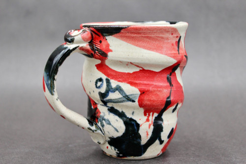 Splashy Red Spiral Mug, roughly 15-16oz size, (SK0793)