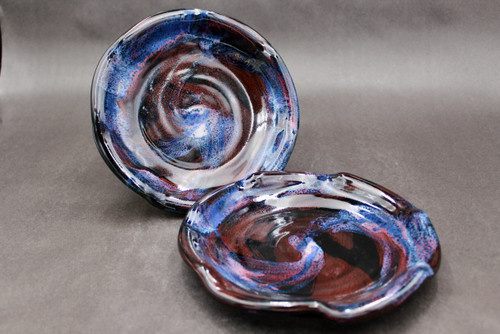 Pair of Stackable Salad Plates, Cosmic Spiral Glaze, 8" diameter, (SK0798)