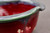 Funky Ruby Red Serving Bowl with Copper Green, Roughly 9.5" Wide by 4.5" Tall, (SK8489)