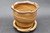 Carved Sunflower on Brushed Planter w/Tray, Roughly 6.5" wide by 6" tall (SK0545)