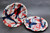 Pair Dinner Plates, Splashy Experimental Style, roughly 10.5" wide (SK0655)