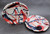 Pair Dinner Plates, Splashy Experimental Style, roughly 10.5" wide (SK0656)