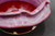 Double-Lip Bowl, Ruby Red w/Nuka Overlap, roughly 7.5" wide by 3.25" tall (SK0731)