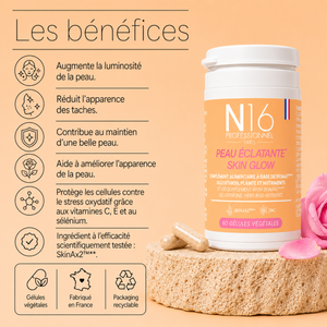 Peau Éclatante Complément Alimentaire N16 Professionnel - hairStore.fr