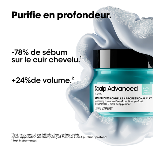 Argile  2-en-1 Purifiante Anti Gras Scalp Advanced L'Oréal 500ml - hairStore.fr