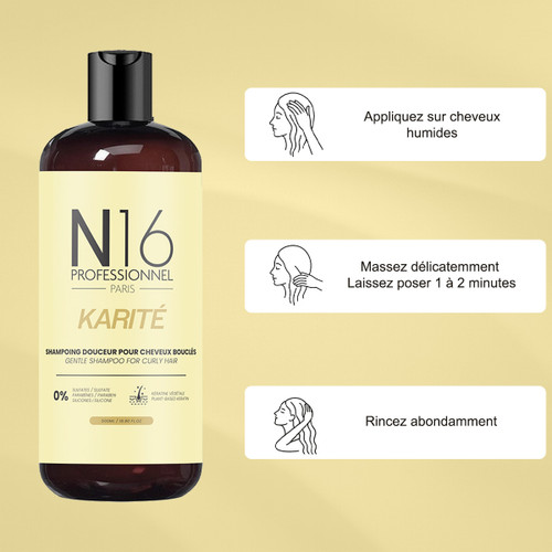 Shampooing Douceur Karité Cheveux Bouclés N16 Professionnel 500 ml
