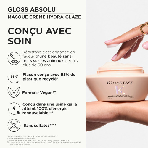 Kérastase Gloss Absolu Masque hydra-nourrissant pour cheveux épais sujets aux frisottis 75ml