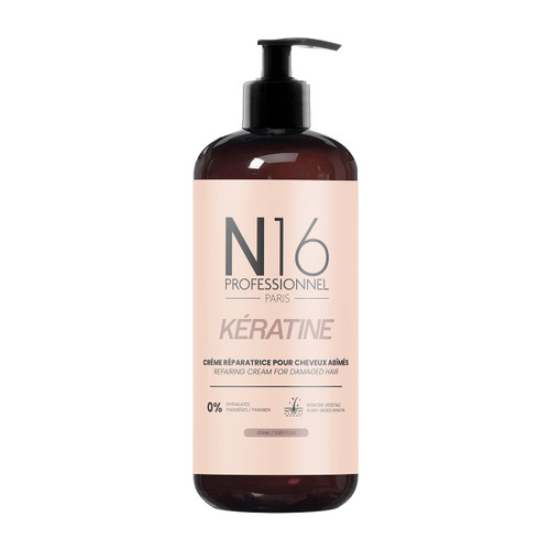 Crème Réparatrice Kératine Cheveux Abîmés N16 Professionnel 350 ml
