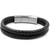 Bracelet Acier simili Cuir Tressé Noir- réglable