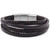 Bracelet Acier simili Cuir - 2 rangs tressés marrons et noirs