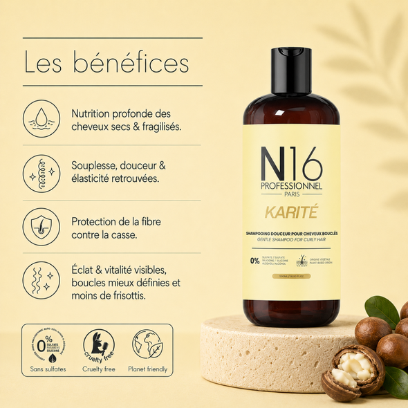 Shampooing Douceur Karité Cheveux Bouclés N16 Professionnel 500 ml