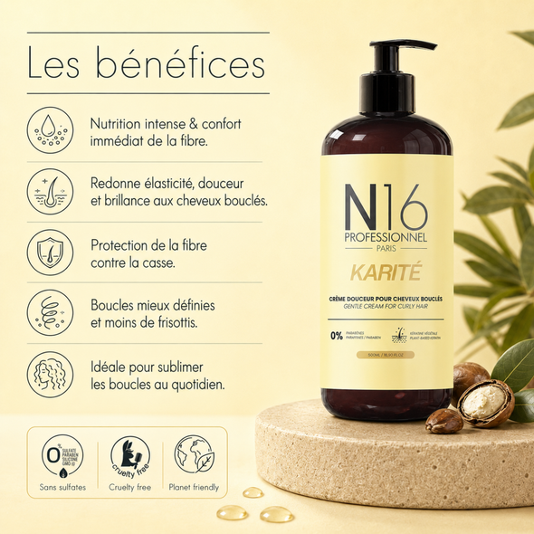 Crème Douceur Karité Cheveux Bouclés N16 Professionnel 350 ml