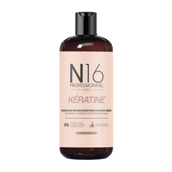 Shampooing Réparateur Kératine Cheveux Abîmés N16 Professionnel 500 ml