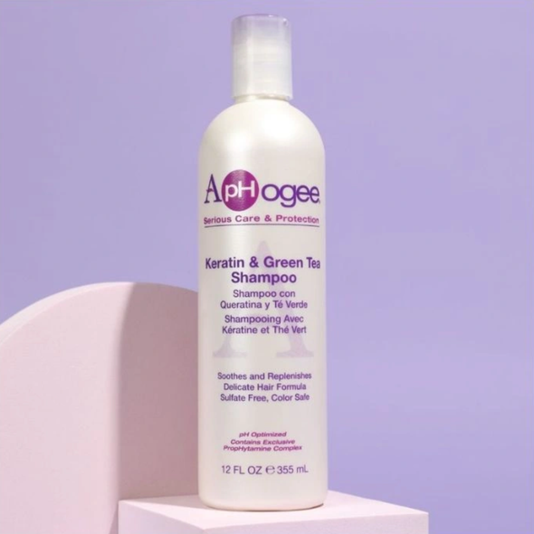 Shampoing à la kératine et au thé vert cheveux abîmés ApHogee 355ml