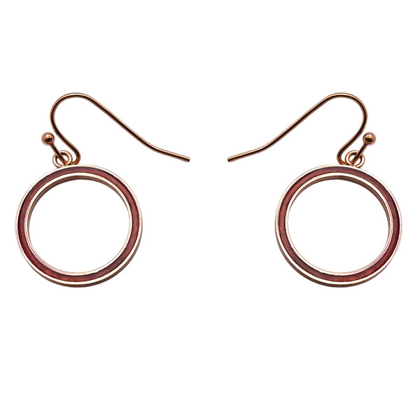 Boucles d'oreilles en acier inoxydable rosé & bois teinté rose