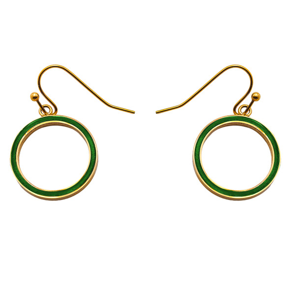 Boucles d'oreilles en acier inoxydable doré & bois teinté vert