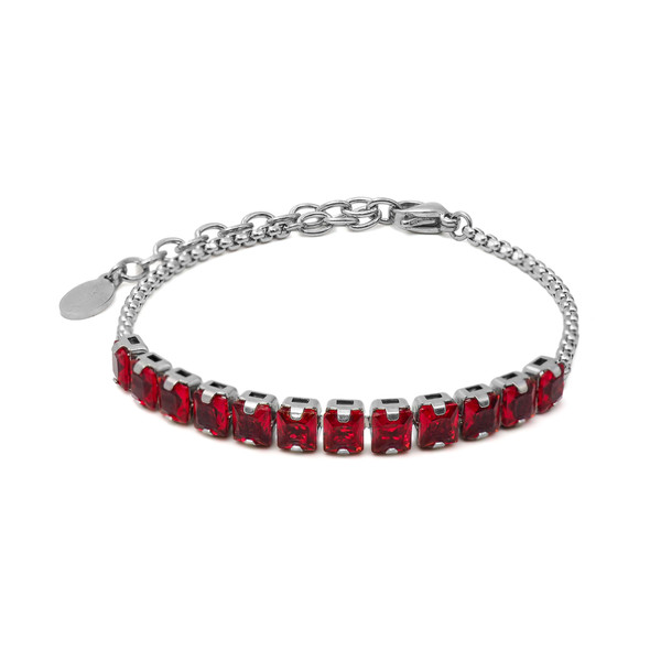 Bracelet en acier inoxydable & zircons blancs ronds facettés