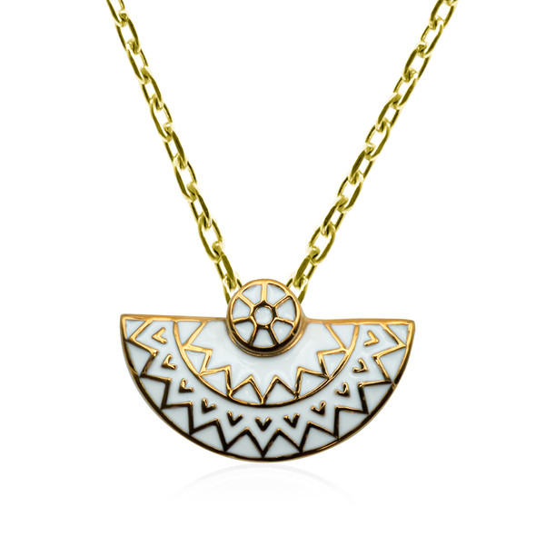 Collier en acier inoxydable PVD doré & émail