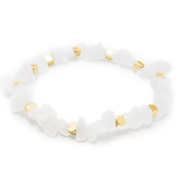 Chaîne de cheville en acier inoxydable doré & jade brute