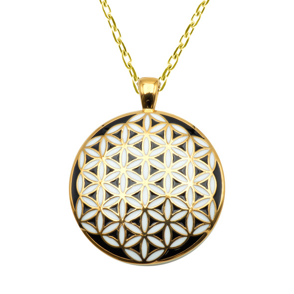 Collier en acier inoxydable PVD doré & émail