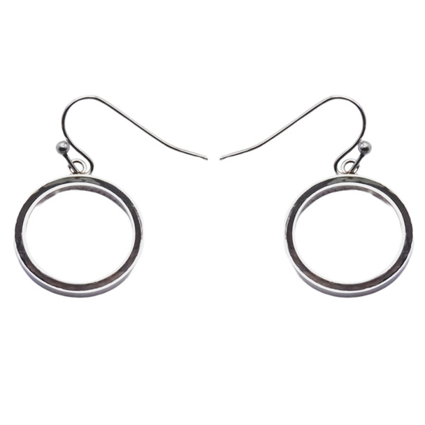 Boucles d'oreilles en acier inoxydable & bois teinté noir et marron