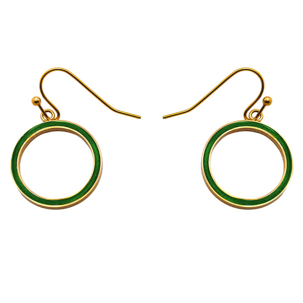Boucles d'oreilles en acier inoxydable doré & bois teinté vert