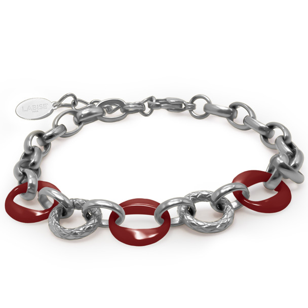 Bracelet en acier inoxydable & céramique rouge