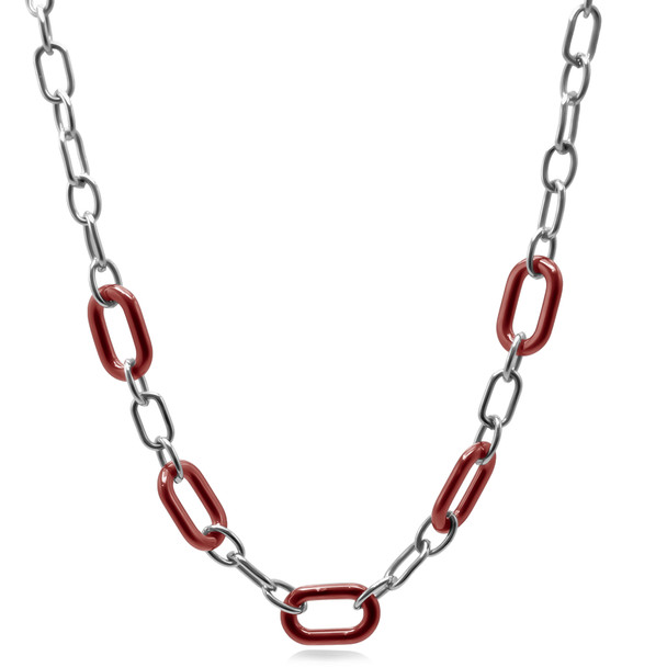 Collier en acier inoxydable & céramique rouge