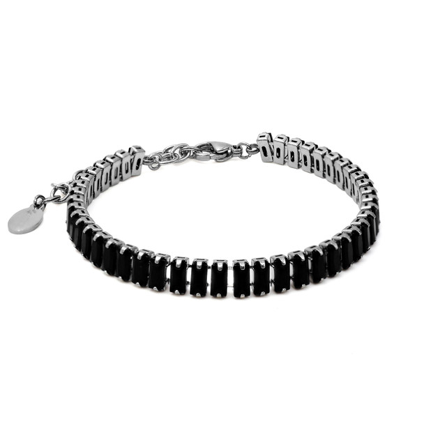 Bracelet en acier inoxydable & imitation rubis carrés