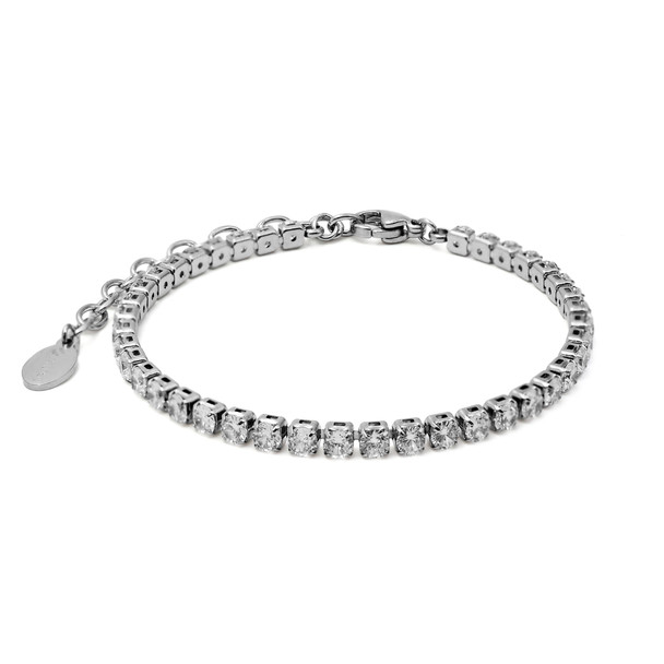 Bracelet en acier inoxydable & zircons carrés facettés