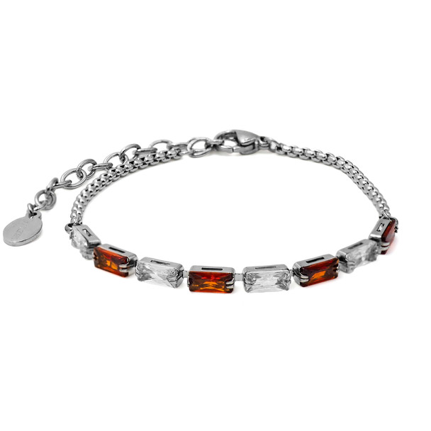 Bracelet en acier inoxydable & zircons et imitation grenat