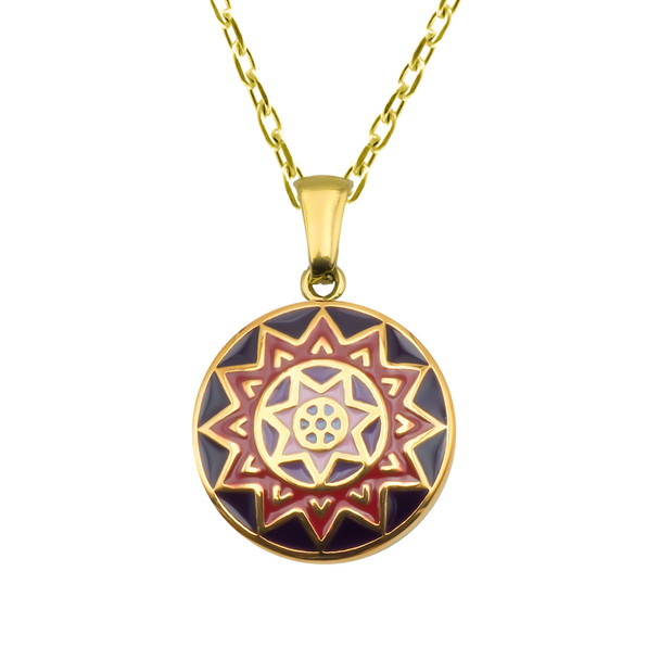 Collier en acier inoxydable PVD doré & émail