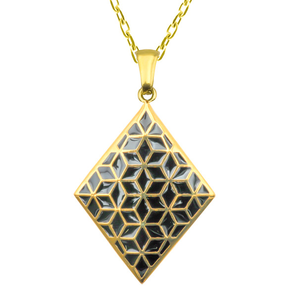 Collier en acier inoxydable PVD doré & émail