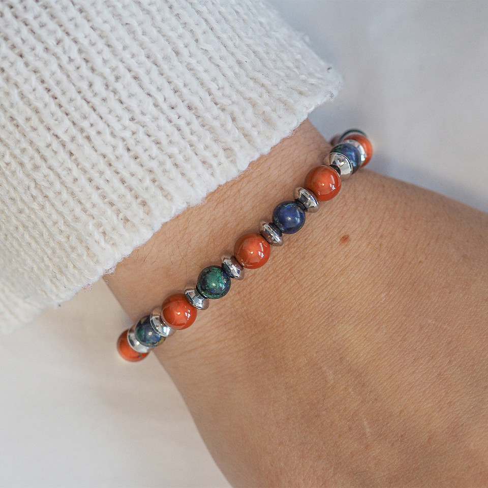 "Sixème Sens" - Azurite - Red Jasper