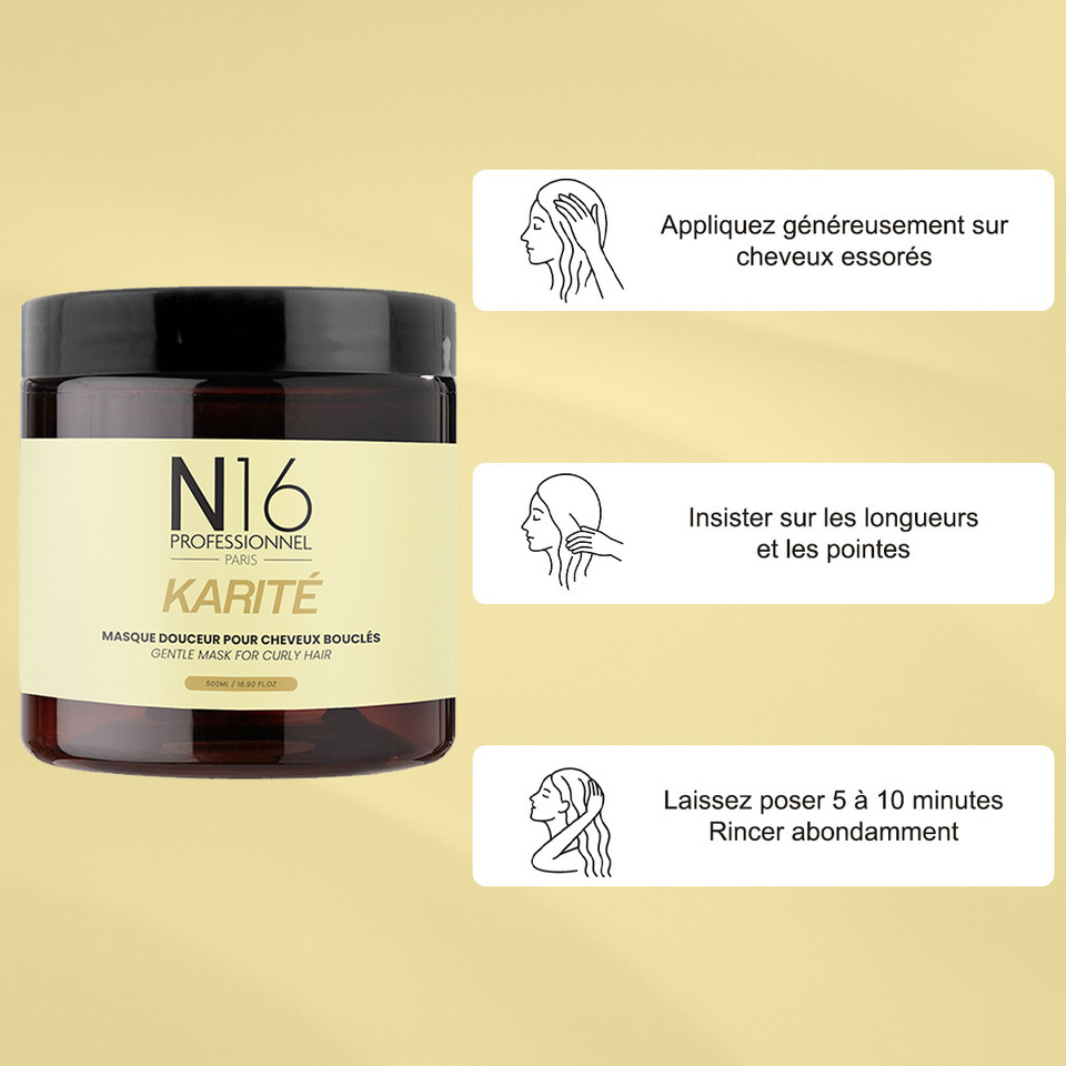 Masque Douceur Karité Cheveux Bouclés N16 Professionnel 500 ml