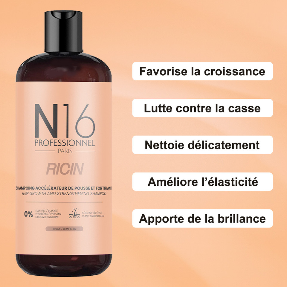 Shampooing Ricin Accélérateur de Pousse N16 Professionnel 500 ml