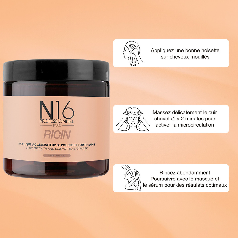 Masque Ricin Accélérateur de Pousse N16 Professionnel 500 ml