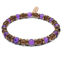Bracelet lithothérapie "Libéré, Délivré" - Améthyste - Quartz Fumé - 18-18,5cm