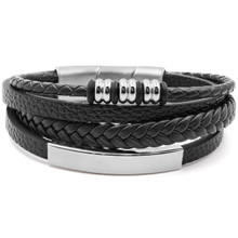 Bracelet Acier simili cuir - réglable