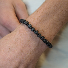 Bracelet Acier Noir - Pierre de Lave
