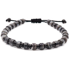 Bracelet Acier Noir - Jaspe Gris